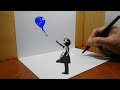 3D Trick Art On Paper, Girl with balloon