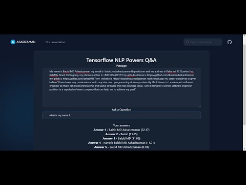 NLP Powers Q&A using Tensorflow JS and React JS