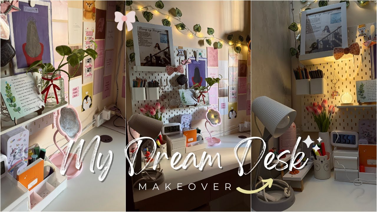 Aesthetic Pinterest Desk Makeover🤍 | Cozy & Minimal Workspace - YouTube