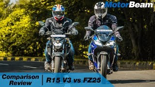 Yamaha R15 V3 vs Yamaha FZ25 - Comparison Review | MotorBeam