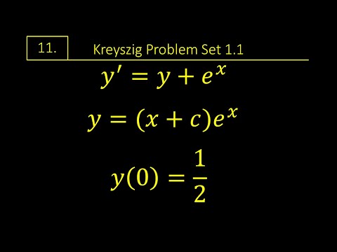 Kreyszig || Problem 1.1 Q11 | y' = y + e^x, y = (x+c)e^x, y(0) = 1/2 | Advadnced Engineering Math.