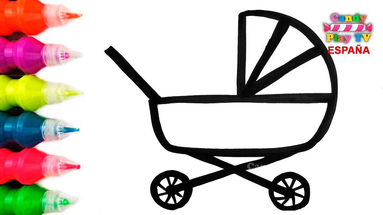 Cómo dibujar carritos de bebé con brillo | Aprende colores para niños con  pintura de acuarela - thptnganamst.edu.vn