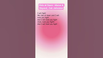 Thumbnail of Ride at Dawn- Above & Beyond, Zoë Johnston #lyrics #music #rideatdawn #above #beyond #zoejohnston