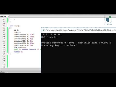Árbol Binario de Búsqueda : Código Simple en C++ (Key == Info) - YouTube
