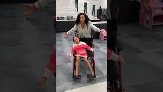 Dad catch mom and daughter having fun in wheelchair #shorts