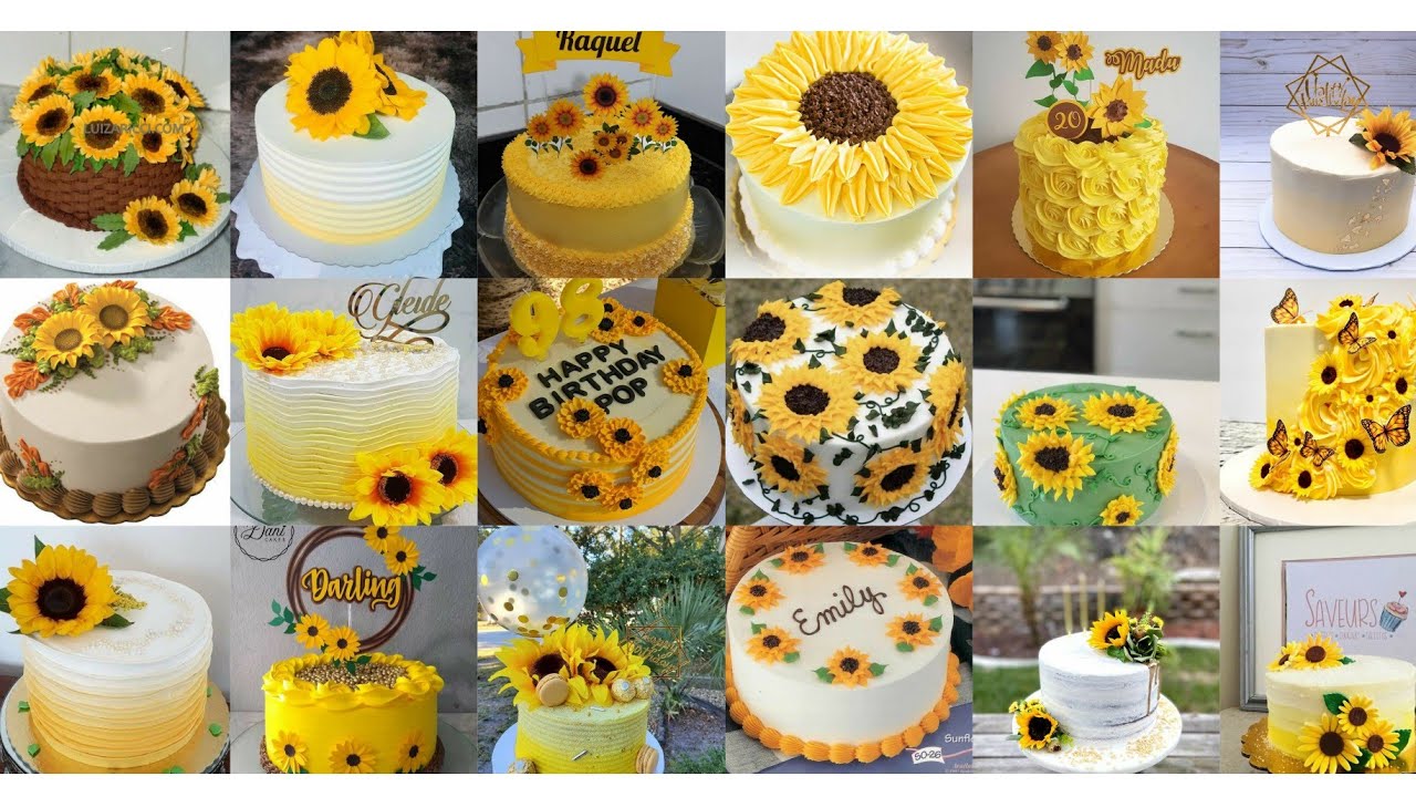 Beautiful sunflower cake decorating ideas // sunflower cake designs