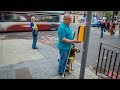 How someone who is blind or partially sighted crosses the road