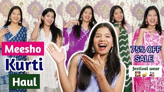 Meesho 7 kurti haul perfect for festive season 🪔🎇🎎 || 75% off sale 😱