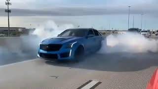 # Streetracing #Dragracing #burnouts Crazy Cadillac CTS Burnout On Highway Caught o. Tape