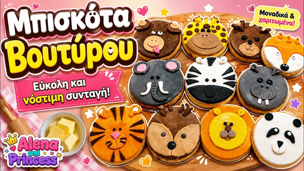 Μπισκότα Βουτύρου με Ζωάκια 🦁🦓🐼 | Η πιο εύκολη & νόστιμη συνταγή για παιδιά! 🍪 Alena Kitchen – Video