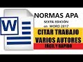 CITAR UN TRABAJO DE VARIOS AUTORES CON NORMAS APA SEXTA EDICIÓN EN WORD 2017