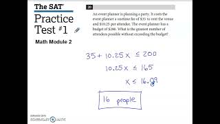 SAT Practice Test #1 Math Module 2 Problem #20