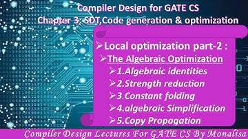Ch 3.24:Local optimization part 2: Algebraic Optimization |Algebraic identities|Strength reduction
