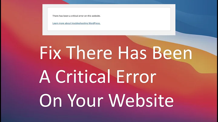 Automatic Fix - There Has Been A Critical Error On Your Website / Wordpress - 100% success rate