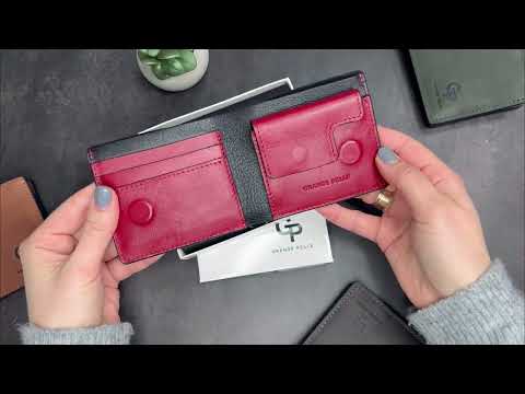 Чёрный кожаный портмоне на магните Grande Pelle 50561060 video