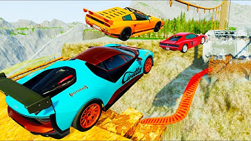 Crazy Vehicle Jumps Over Broken Bridge (Crash Hard Map) - BeamNG drive Police Roadblock Crashes