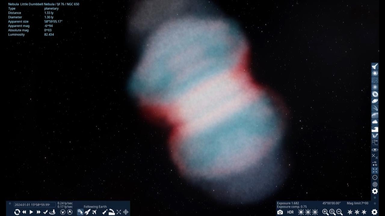 (0096) From Earth to Little Dumbbell Nebula (M76) // Imaginary intergalactic travel, Space Engine