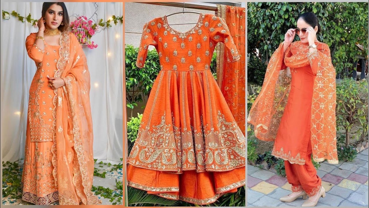 Georgette Full Sleeves Designer Embroidered Grey & Orange Party Wear Indo  Western Dress at Rs 1499 in Surat