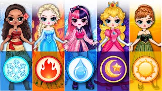 Elsa, Moana, Draculaura & Peach Princess Four Elements | 35 Best DIY Arts & Paper Crafts