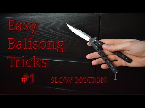 6 Easy Butterfly Knife Tricks for Beginners/SLOW MOTION/(Balisong)