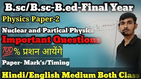 Bsc / bsc bed 3rd year physics 2nd paper important questions 2025 @Actionfordream