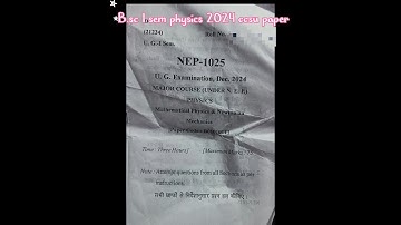 B.Sc 1 sem physics 2024 ccsu paper #exam #mmclg #ccsu #collegeexam