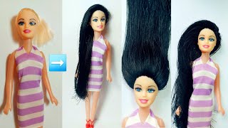 DIY Barbie Hair's Rerooting/Barbie Doll's hairs from Silk Thread/Doll's Hack