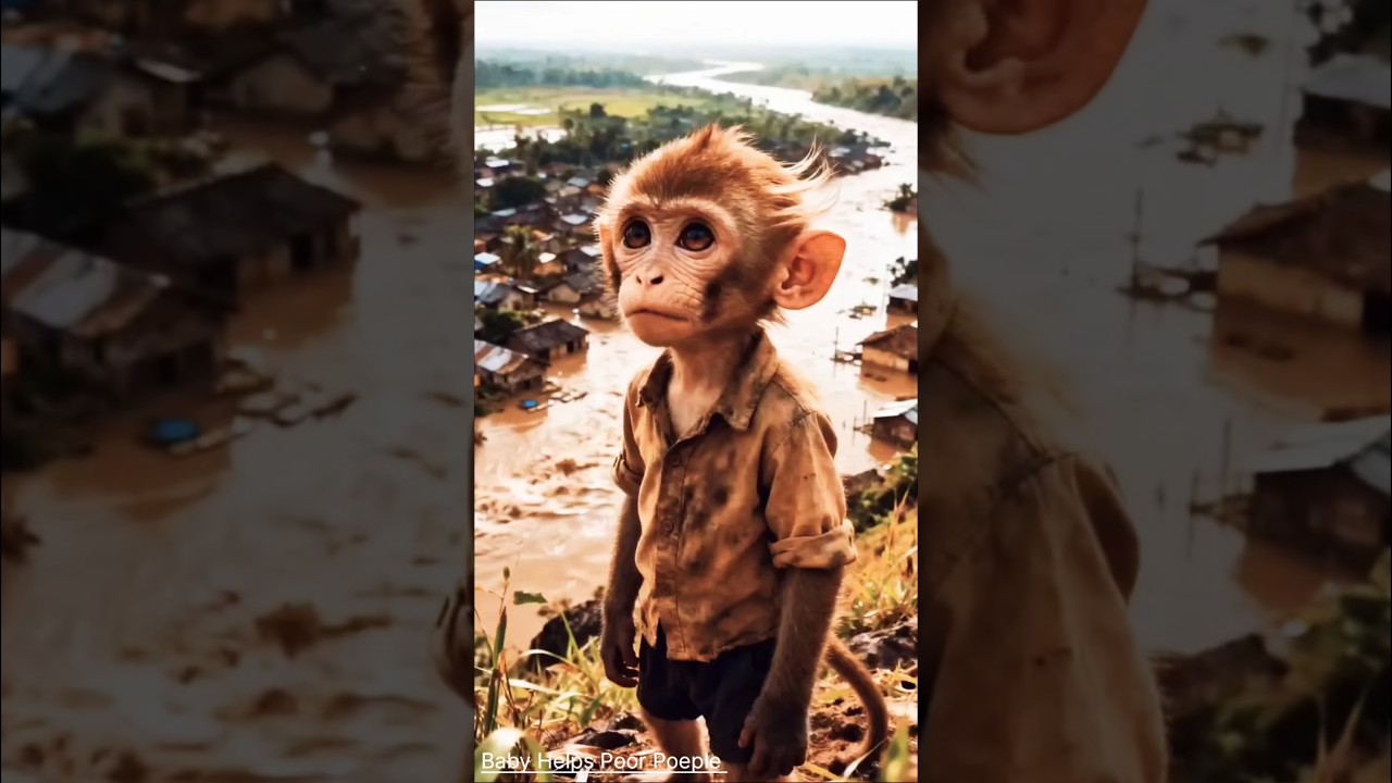 Baby Monkey Helps Poor Poeple 