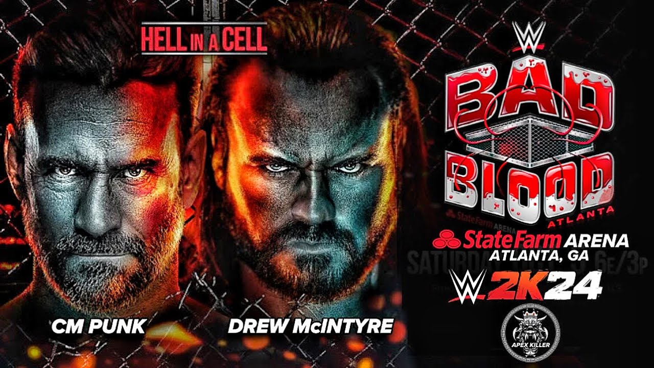 Wwe 2k24 drew mcintyre vs cm punk lll hell in a cell wwe bad
