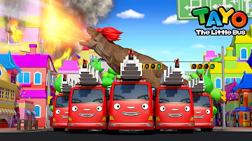 Super Fire Truck Team VS Dinosaur l Fire Truck Song l Nursery Rhymes l Baby Tayo Kids Songs