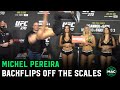 Michel Pereira backflips off the UFC 270 scales.. again