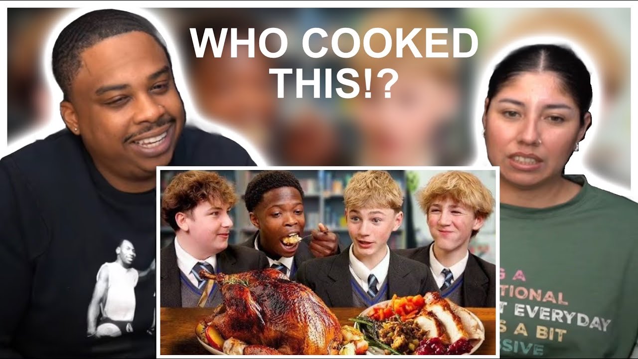 AMERICANS REACT TO BRITISH HIGHSCHOOLERS TRY FULL THANKSGIVING DINNER