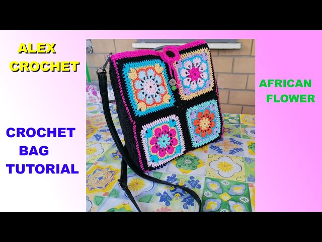 Fiddly Fingers: African Flower Square Crochet Bag