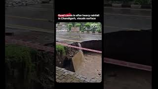 Heavy Rain Damages Chandigarh Road, Section Between Sectors 26 and 28 Collapses #chandigarh #rain