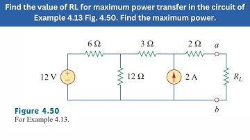 Example 4.13 | Find the value of RL for maximum power transfer Fig 4.50 | FEC 4th Edition