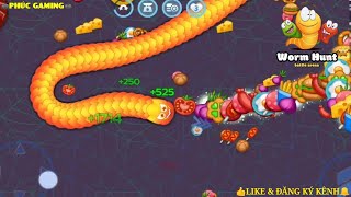 Game rắn săn mồi - Trận chiến săn rắn lên top 1, chiến đấu cùng rắn Fireball | WormHunt #4 screenshot 1