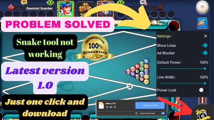 Snake Tool New Update 1.0.2 Free Download- Snake Tool New Features Free - 8  Ball Pool Snake Tool 