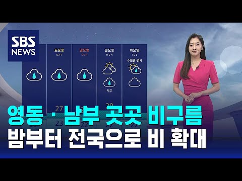 [날씨] 영동 · 남부 곳곳 비구름…밤부터 전국으로 비 확대 / SBS