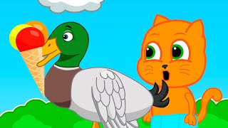 Cats Family in English  Duck loves ice cream Cartoon for Kids