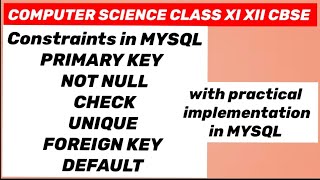 Constraints in MYSQL: Primary key,not null , check , unique, foreign key, default 