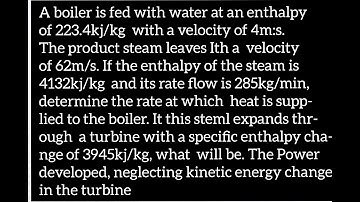 Sample Problem 2 on Application of Steady Flow Energy Equation to a Boiler||Thermodynamics