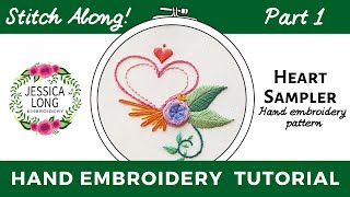 Heart Sampler hand embroidery stitch along (Part One)