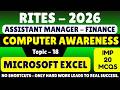 Microsoft Excel MCQS | Rites Finance Computer Book Pdf 2026 | RITES Computer Knowledge MCQ PDf 2026