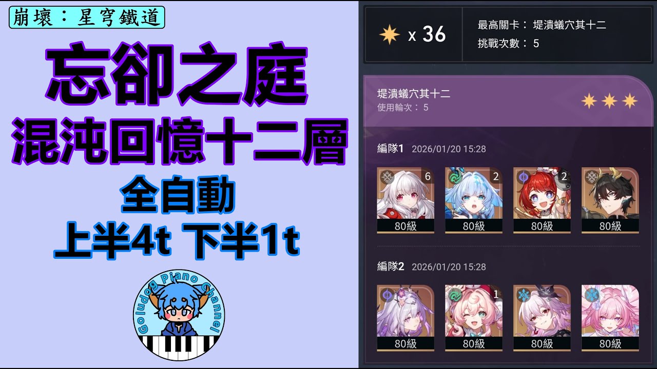 【星穹鐵道】忘卻之庭 混沌回憶十二層(堤潰蟻穴) 全自動 │Goludog P̶i̶a̶n̶o̶ Game Channel