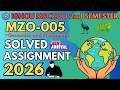 MZO-005 SOLVED ASSIGNMENT 2026 | MSCZOO 2nd SEMESTER SOLVED ASSIGNMENT JAN 2026 / JULY 2026