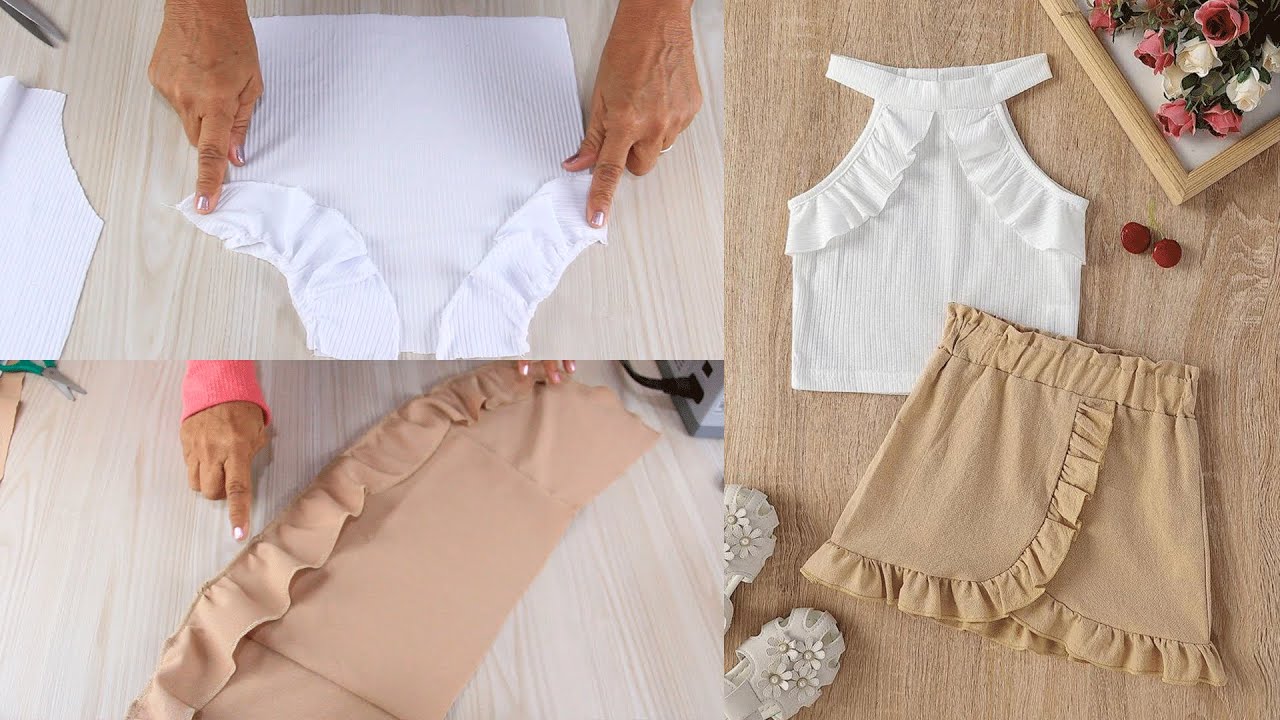 Muy fácil de cortar y coser falda cruzada con blusa cuello alto
