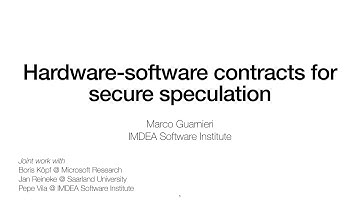 Hardware-Software Contracts for Secure Speculation