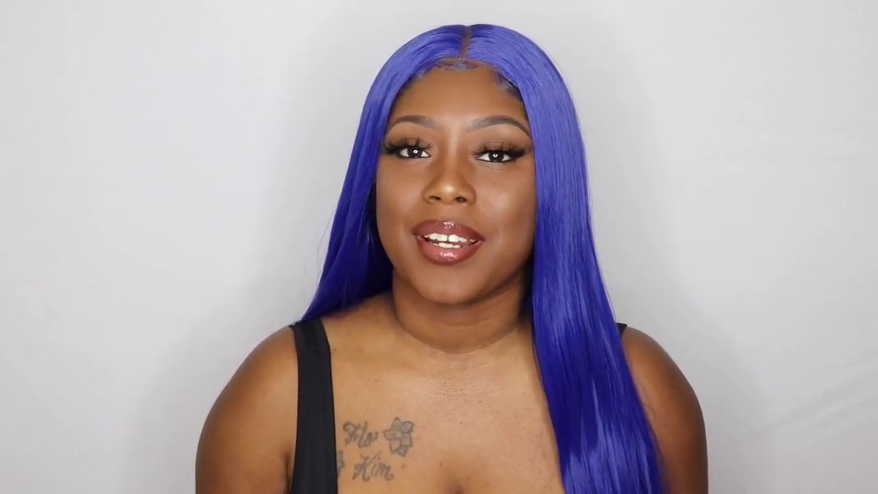 AFFORDABLE ELECTRIC BLUE WIG   FEAT JUM WIGS 1