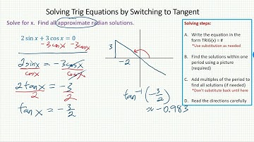 Math 373 7.3 part 2B video 1 solving trig equations by switching to tangent