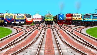 9 Realistic Railgadi Crossing By Curved🎯Railroad Forket Tracks | Indian Railways | Train Simulator